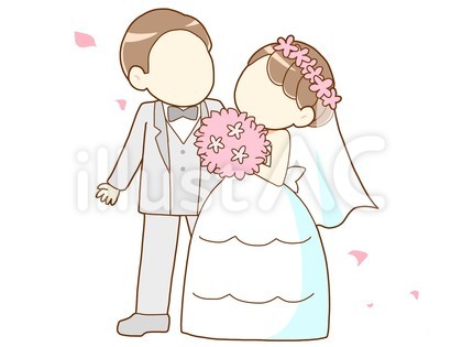 結婚式を挙げるカップル表情無し