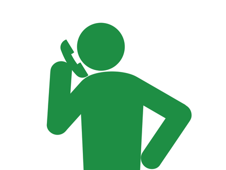 電話の受話器で話す人のピクトグラム（緑）