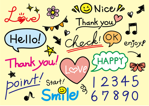 手書き文字2 手書き,文字,フリーハンド,吹き出し,リボン,フレーム,ポップ,数字,英語,花のイラスト素材