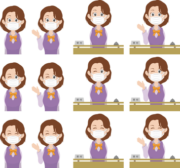 Illustration, mask, receptionist, company, 