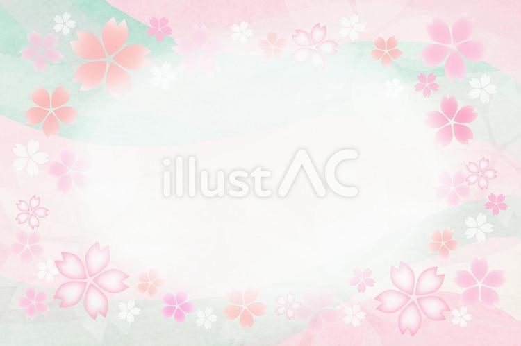 春の桜の風そよぐ背景フレーム4 桜,背景,春のイラスト素材