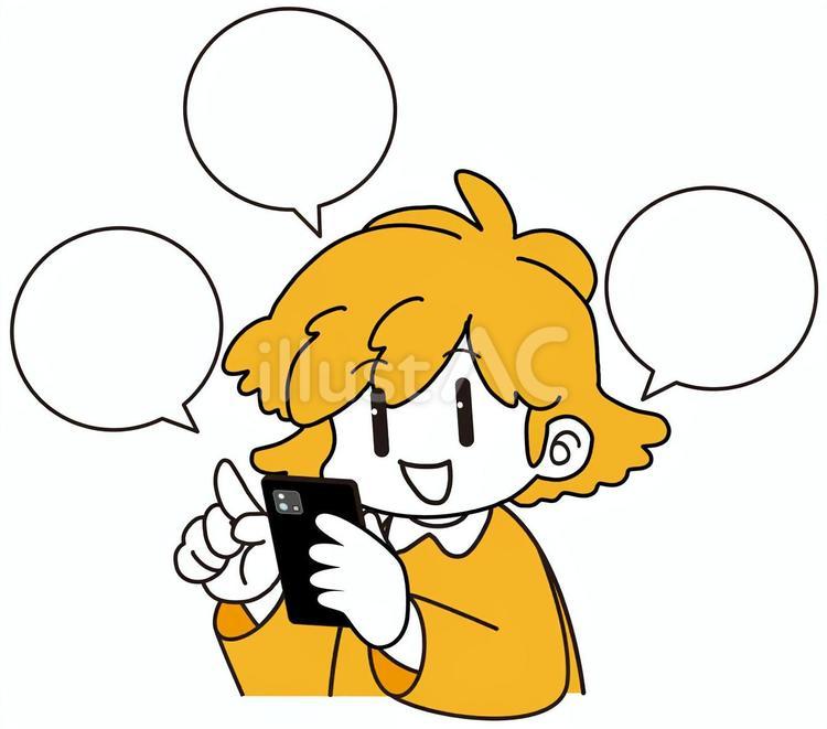 シンプル　スマホで何かをする女の子 スマホ,スマートフォン,女の子のイラスト素材