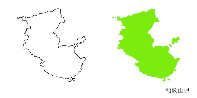 和歌山県地図 和歌山県地図,和歌山県,地図,map,白地図,シルエット,グリーン,マップ,旅行,観光地のイラスト素材