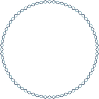 二重波線丸フレーム・くすみ青 フレーム,飾り,枠,罫,囲み,線,背景,二重,波線,シンプルのイラスト素材