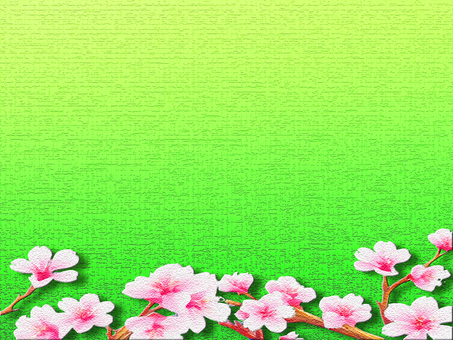 グリーンの背景に桜のポストカード素材画像 ポストカード,桜,柄,緑色,背景,絵はがき,年賀状,和風,グリーティングカード,メッセージカードのイラスト素材