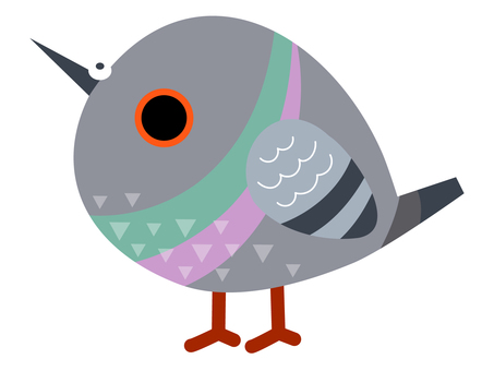 デフォルメしたドバトのイラスト単体 ドバト,小鳥,鳥,動物,野鳥,かわいい,デフォルメ,ベクター,イラスト,ポップのイラスト素材