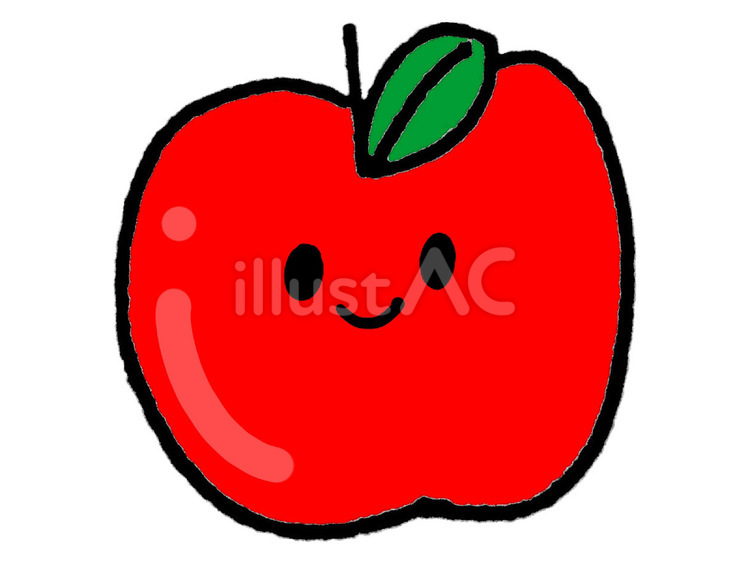 にっこり笑うかわいいりんご りんご,フルーツ,果物のイラスト素材