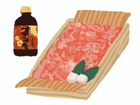 すき焼き肉贈答品（霜降り肉・割下） すき焼き,霜降り肉,割下,牛脂,贈答品,お歳暮のイラスト素材
