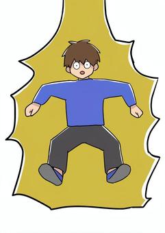 雷に打たれる男の子 人物,全身,男の子,私服,ズボン,雷,衝撃,ビックリ,フリーハンド,青のイラスト素材