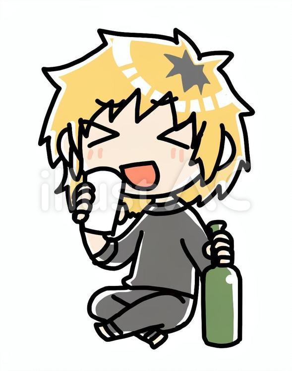 楽しくお酒を飲む不良 お酒,不良,男性のイラスト素材