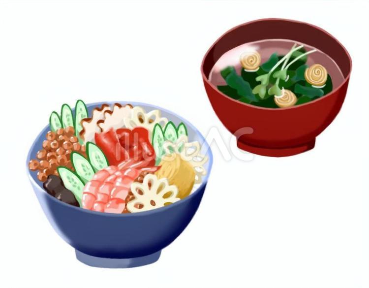 海鮮丼とお吸い物 海鮮丼,お吸い物,食べ物のイラスト素材