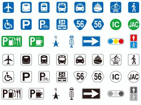 地図アイコン-3 地図,空港,ジェット機,飛行機,新幹線,電車,駅,バス,タクシー,フェリーのイラスト素材