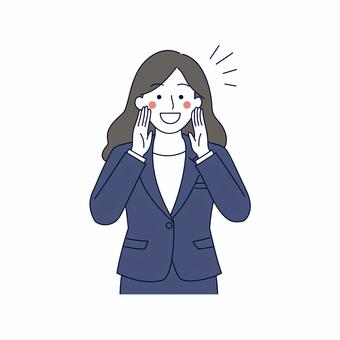 呼びかけするスーツ女性 女性,スーツ,社会人,呼びかけ,笑顔,プレゼン,ビジネス,明るい,元気,上半身のイラスト素材