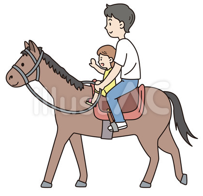 乗馬体験する親子