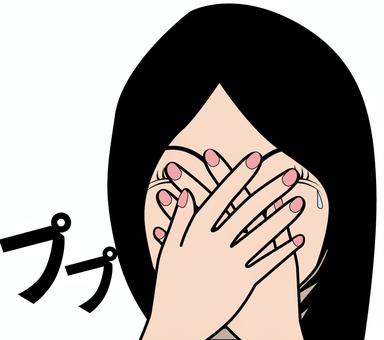 笑う吹き出す　 笑う,吹き出す,受ける,小馬鹿,手,覆う,若い,女性のイラスト素材