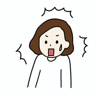 驚く女性教師 人物,教師,ネクタイ,長袖シャツ,驚く,汗,困る,表情,叫ぶ,飛び上がるのイラスト素材