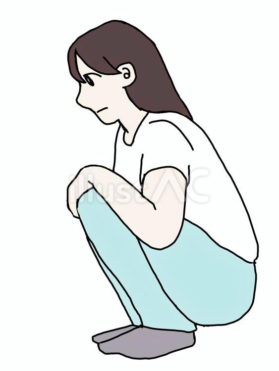 しゃがみ込む女性 人物,女性,しゃがむのイラスト素材