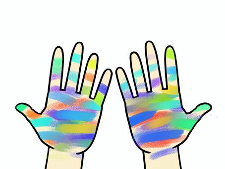 両手4 両手,手,人体,手のひら,手相,広げる,ペンキ,絵具,塗る,汚れのイラスト素材