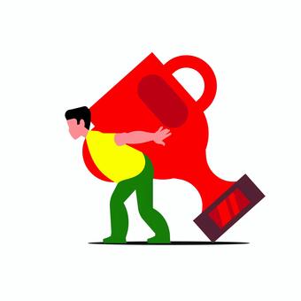 人物 024 男性,人物,トロフィー,持つ,達成,勝利,重い,イラスト,成功,チャレンジのイラスト素材