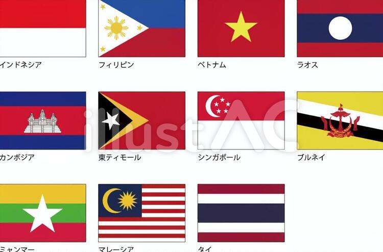 東南アジア 国旗,東南アジア,インドネシアのイラスト素材