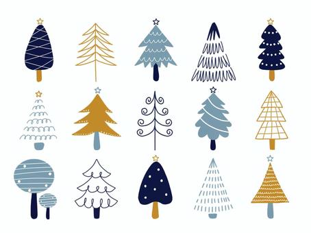 北欧テイストの木セット 北欧テイストの木セット 冬,雪,雪景色,ツリー,森,木,植物,自然,北欧,シンプルのイラスト素材