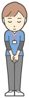  訪問看護師女性-342-全身 おじぎ,訪問看護師,看護師,女性,医療,病院,介護,ナース,在宅看護,クリニックのイラスト素材