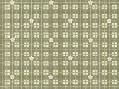 お花とチェック（グリーン） チェック,おしゃれ,花柄のイラスト素材