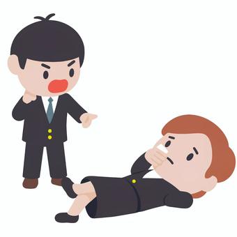 怒るビジネスマンとサボるOL ビジネスマン,ol,怒る,サボる,注意,叱る,トラブル,職場,オフィス,仕事のイラスト素材