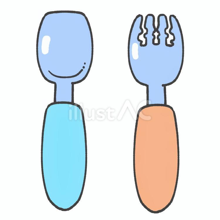 フォークとスプーンの手描きイラスト2 フォーク,スプーン,手描きのイラスト素材