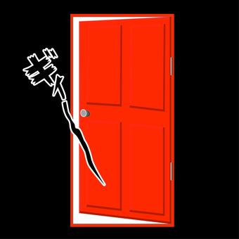 ドア開く音 ドア,開く,音,不気味,ホラー,ドアノブ,建物,部屋,赤,暗いのイラスト素材