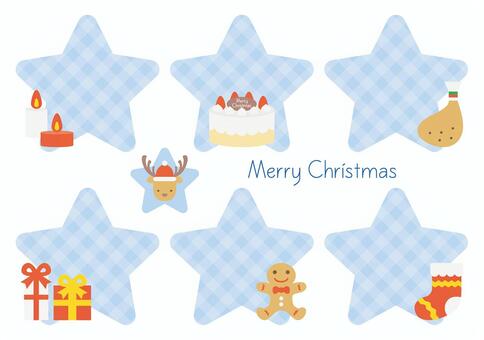 かわいいクリスマスのフレーム-4 冬,クリスマス,イベント,プレゼント,トナカイ,クリスマスケーキ,ロウソク,クリスマスチキン,ジンジャーブレッドマン,靴下のイラスト素材