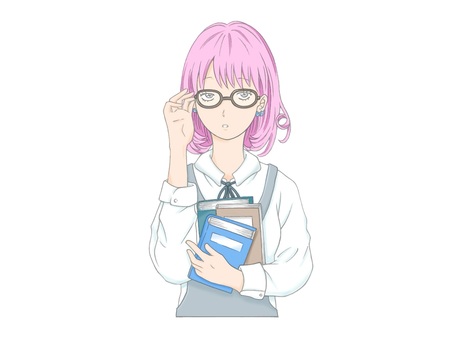 眼鏡をかけた読書好きの可愛い女子 地味,読書,本,本好き,眼鏡,萌え系,女性,手書き,可愛い,美人のイラスト素材