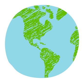 色鉛筆 手描き風地球 イラスト 地球,デフォルメ,ポップ,スケッチ,色鉛筆,ラフ,シンプル,マップ,簡略化,地図のイラスト素材