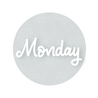 手描き曜日アイコン　Monday 曜日,アイコン,水彩風,手描き風,淡色,くすみカラー,ラベル,素材,丸型,スケジュールのイラスト素材