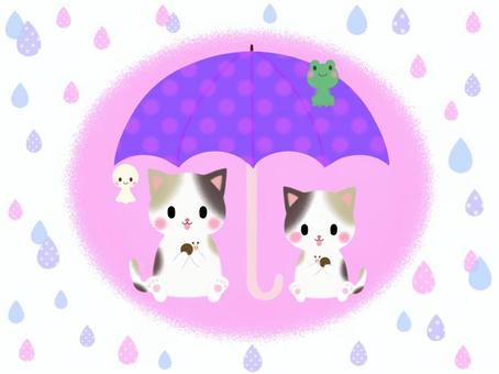 Teru teru bozu, frog, and calico cat in the rainy season, JPG and PNG Teru teru bozu, frog, and calico cat in the rainy season, rainy season, teru teru boss, rain shelter, JPG and PNG