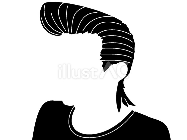 リーゼントの男性のシルエット５ リーゼント,男性,人のイラスト素材