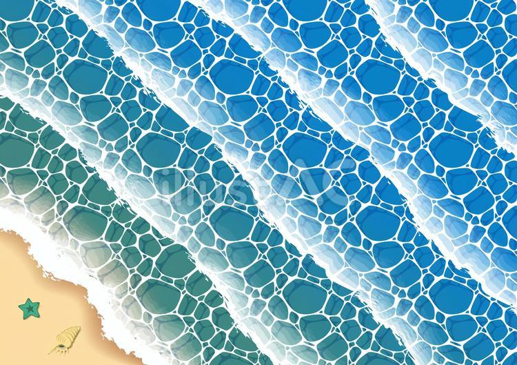波が打ち寄せる砂浜 波,波打ち際,さざ波のイラスト素材