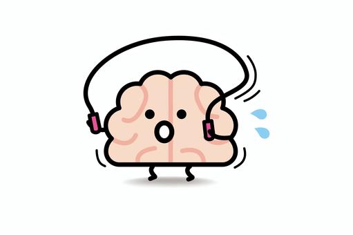脳みそさん★縄跳びの練習 脳みそ,縄跳び,トレーニング,練習,運動,脳,汗のイラスト素材