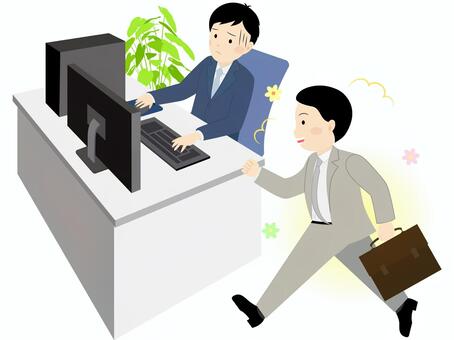 Illustration, personal computer, scrivania, un lavoro, 