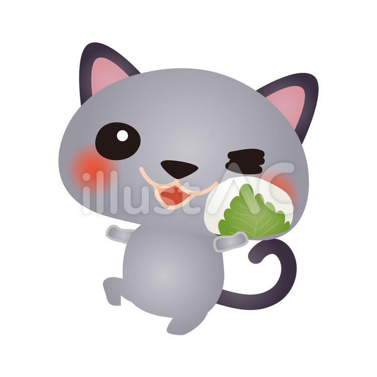 cat129 猫,かしわもち,こどもの日のイラスト素材