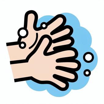 手洗いのイラスト 手,洗う,泡,清潔,線画のイラスト素材