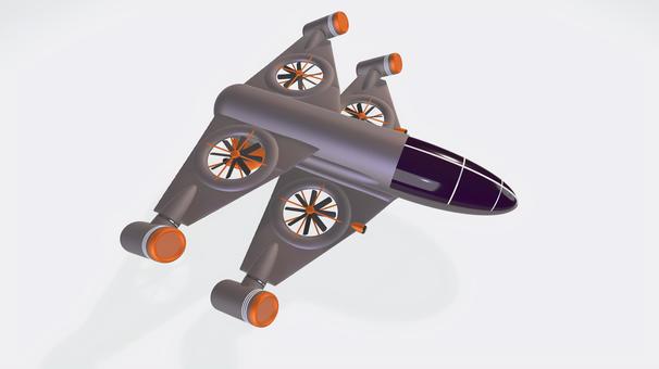 4ローター4ジェットパーソナルプレーン⑤ 垂直離着陸,ドローン,ローター,プロペラ,ジェット,ブースター,ライト,コックピット,vtol,飛行機のイラスト素材