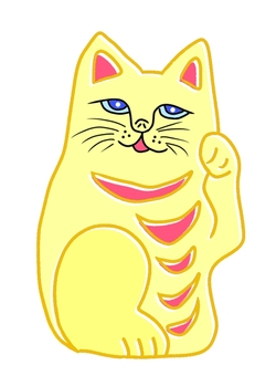 招き猫 招き猫,置物,縁起物,猫,黄色のイラスト素材