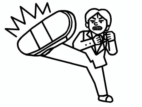 キック キック,反抗,暴力,サラリーマン,社会人,ストレス,男性,イラストのイラスト素材