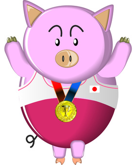 Illustration, a pig, pig, victory, 