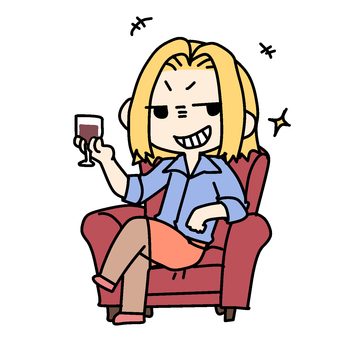 ワイン片手のたくらむ金髪女性 金髪,ワイン,片手,たくらむ,イメージ,支配者,悪だくみ,悪行,悪い,顔のイラスト素材