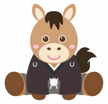 動物_うま_02 馬,午,干支,着物,正月,七五三,こどもの日,晴れの日,祝い,和風のイラスト素材