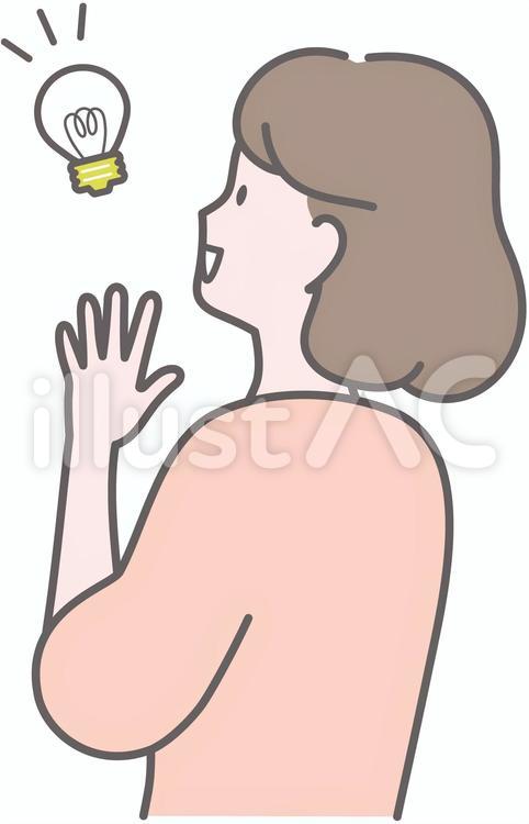 思い付く女性　納得する　喜ぶ なるほど,納得,女性のイラスト素材
