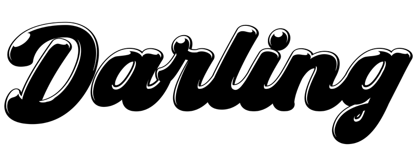 Darlingのポップなシルエット文字 ダーリン,文字,シルエット,英語,ポップ,立体感,ツヤ,筆記体,斜体,線画のイラスト素材