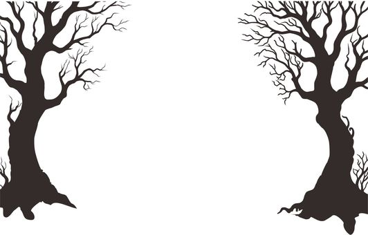木 シルエット 木 シルエット シルエット,落葉樹,枯れ木,風景,森,冬,ハロウィンのイラスト素材